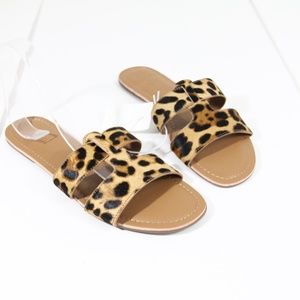 J. Crew Animal Print Sandals New sz 7 Women Slide Slip on Flat Shoes aw592 Beach